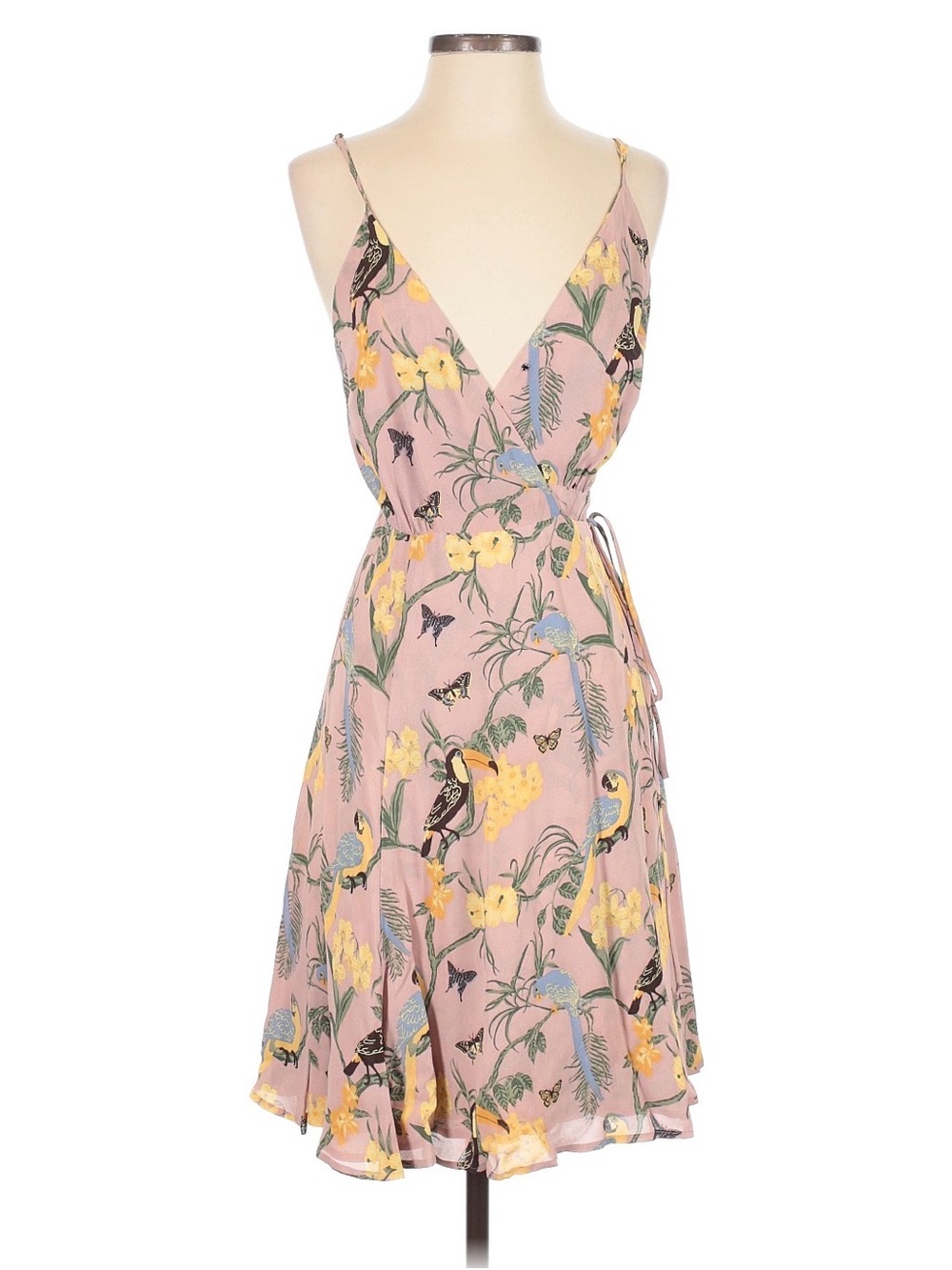Reformation Floral Wrap Sundress in Dusty Pink
